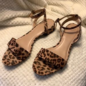 Leopard Print Ankle Strap Sandals